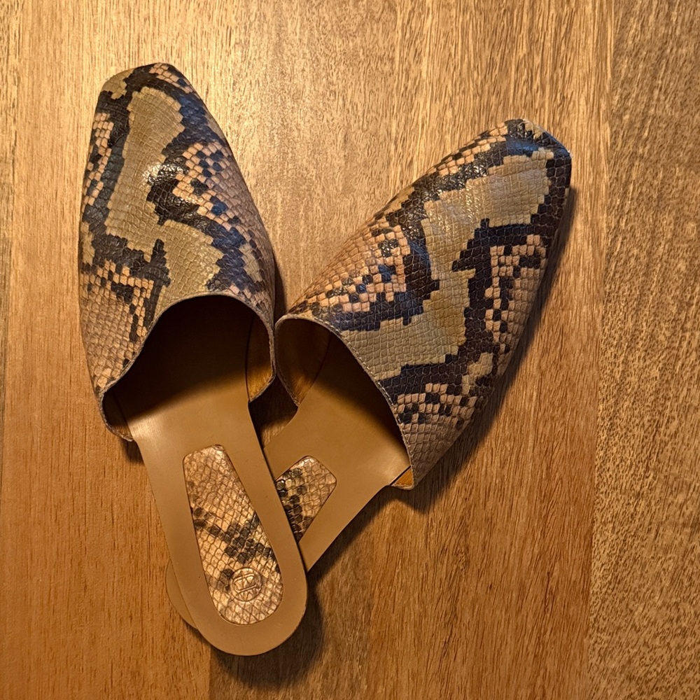 Massimo Dutti Brown Snakeskin Mules